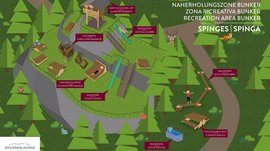 Where to spend your family holiday in Italy? Map of Recreation Area Bunker in Spinges with playground and forest